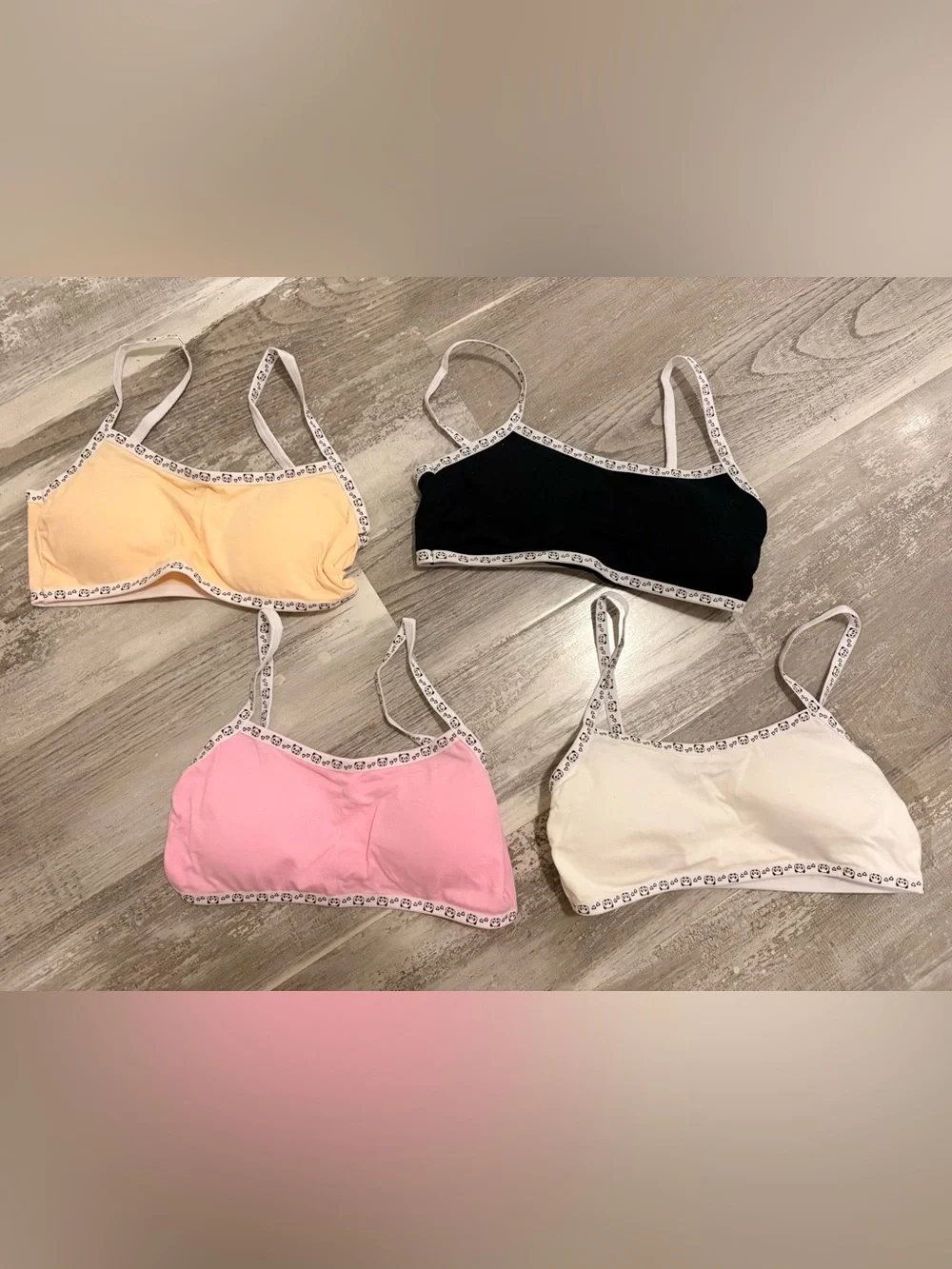 SHEIN 4-Pack Kids Bralette Set - Black, Pink, Peach, White